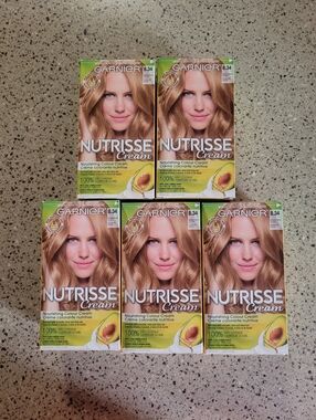 (5) GARNIER Nutrisse Cream Permanent Hair Color Dye 8.34 MEDIUM HONEY BLONDE